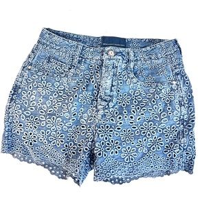 Ermanno Scervino blue floral eyelet embrodiery short